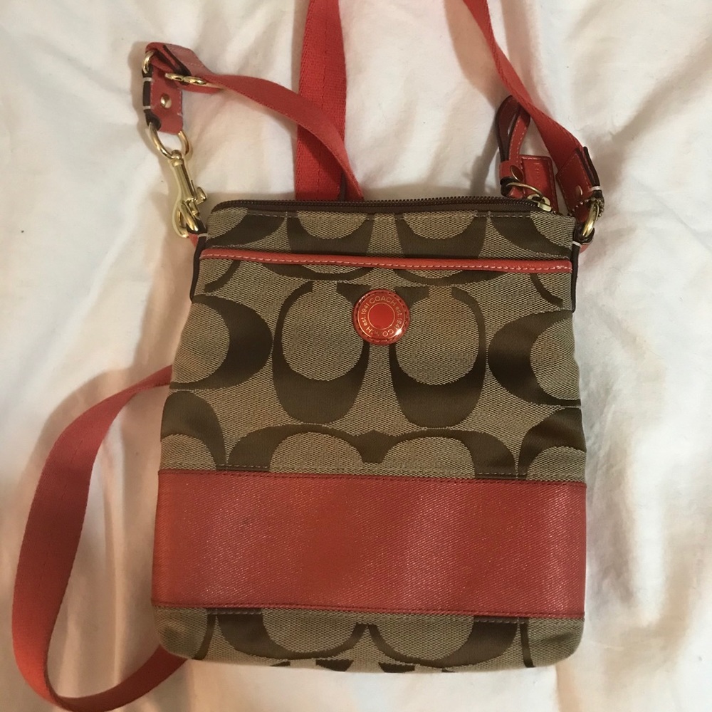 Coral Coach Crossbody Purse